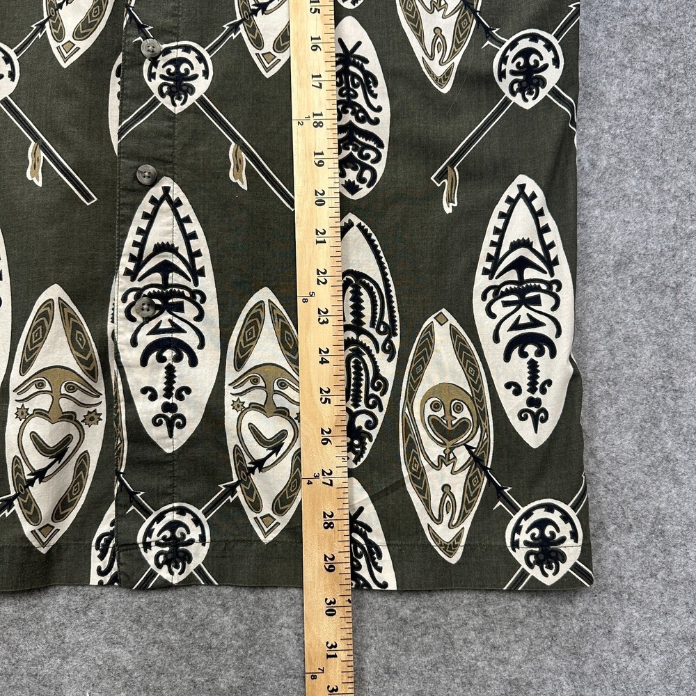 Vintage Sideout Hawaiian Shirt Mens L Green Tribal Tiki 90s Surf Skate - Picture 6 of 8